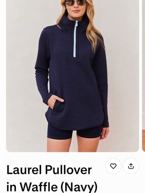 Dudley Stephens Navy Waffle Laurel Pullover with Light Blue Zip NWOT - worn 1x